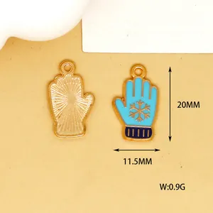 Detailed size and weight view of blue enamel snowflake glove charm for DIY jewelry