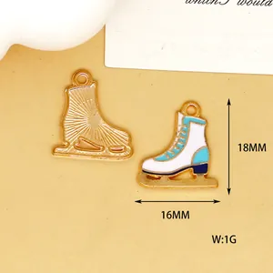 Detailed size view of ice skate charm pendant for DIY jewelry making accessories