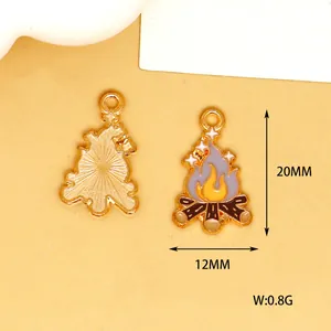 Detailed view of campfire enamel charm with 20mm height and textured back for DIY jewelry