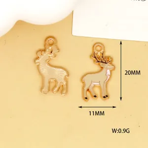 Detailed dimension view of white enamel deer charm pendant for DIY jewelry making