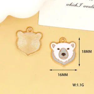 Detail view of polar bear enamel charm with 18mm x 16mm dimensions and 1.1g weight