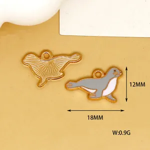 Detailed dimensions of sea lion enamel charm for DIY jewelry making, 18mm x 12mm