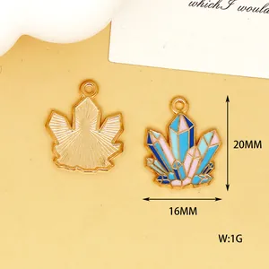 Detailed view of enamel icicle crystal charms showing 20x16mm size and 1g weight