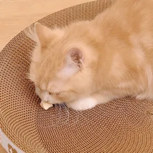 Rascador para gatos de cartón ondulado grueso en forma de cuenco y cama para gato