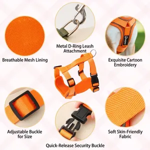 Orangefarbenes ausbruchsicheres Hundegeschirr mit atmungsaktivem Mesh für Hunde