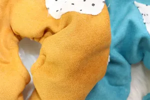 Close-up detail of the thickened soft fleece fabric on warm autumn winter dog clothes