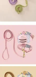 Verstellbares rosa Cord-Haustiergeschirr-Set mit niedlicher Plüschbiene-Dekoration