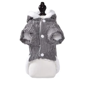 Caldo cappotto invernale per cani in velluto grigio con morbida fodera in pile bianco