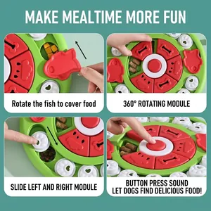 Jouet puzzle interactif rond pour chien avec modules coulissants