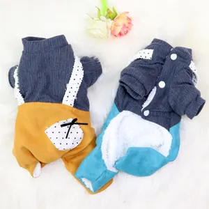 Thickened Fleece Pet Dog Bodysuit Autumn Winter Warm Suspender Jumpsuit For Small Dogs Cats Teddy Corgi Cartoon Pet Clothes