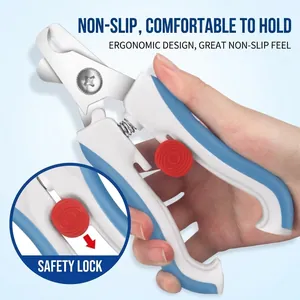 Professional stainless steel pet nail clipper with ergonomic non-slip handle for dogs and cats.