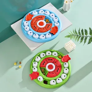Bol interactif rond de puzzle pour chiens avec compartiments coulissants pour manger lentement