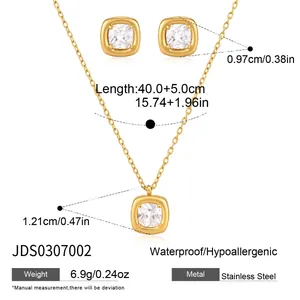 Detaillierte Spezifikationen für Halskette und Ohrstecker Set aus 18K vergoldetem Stahl