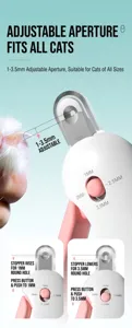 Detail view of adjustable cat nail clippers showing 1mm and 3.5mm aperture settings
