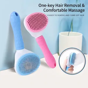 Cepillo para Mascotas Autolimpiante con un Clic para Perros y Gatos Herramienta de Aseo con Agujas de Acero Inoxidable
