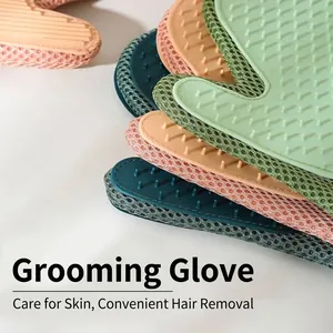 Guantes de silicona de doble cara para el aseo de mascotas, eliminación de pelo
