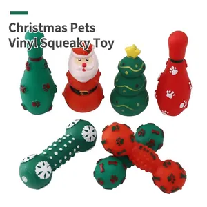 Festliches Weihnachts-Hundespielzeug-Set aus Vinyl mit Quietschfunktion in Rot-Grün