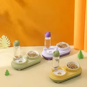 Distributore Automatico di Cibo E Acqua per Gatti Cani Piccoli Protezione del Collo Ciotole in Ceramica Acciaio Inox Fontana a Gravità