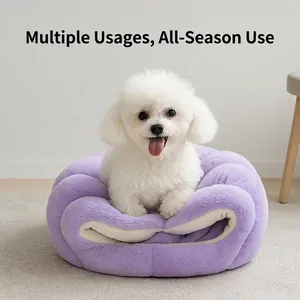 Letto in peluche viola per cani piccoli e gatti, perfetto per il comfort invernale