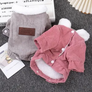 Gilet invernale per cani con calda fodera in pile e velluto a coste per piccoli pets