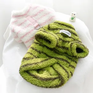 Pull en peluche rayé pour petits chiens, vêtement d'hiver chaud et confortable