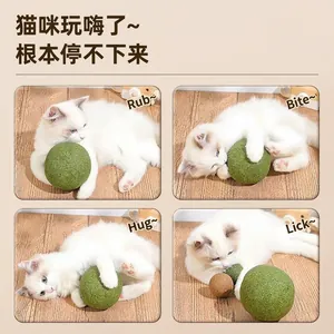 Large 10cm catnip ball toy for cat teeth cleaning and interactive self-entertainment