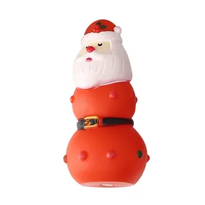 Langlebiges Weihnachts-Weihnachtsmann-Hundespielzeug aus Vinyl mit Quietschfunktion