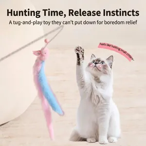 Interaktive Katzenangel Mit Plüsch Kaninchen Spielzeug Und Glocke Langlebiger Langer Stab Katzen Spielzeug Für Innenbereich