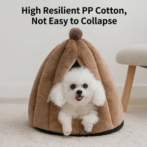 Cuccia in peluche chiusa a forma di ghianda per piccoli cani e gatti in inverno accogliente