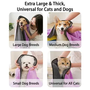 Serviette absorbante en microfibre pour animaux, adaptée aux chiens et chats de races.