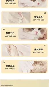 Instructions pour les gants de toilettage jetables pour nettoyer les yeux des chats