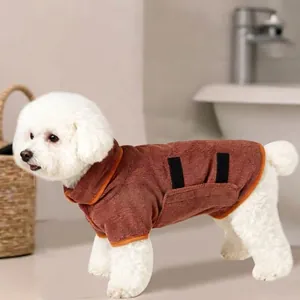 Peignoir absorbant pour animaux à séchage rapide, manteau de serviette brun pour chien