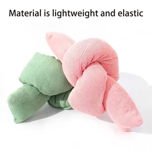 Soft plush knot cat toy made of corduroy fabric with catnip and crinkle sound