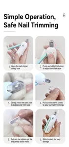 Step-by-step guide for using the adjustable pet nail clipper with hidden file