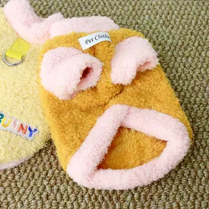 Warm winter fleece pet sweater for cats and small dogs with plush pink trim details
