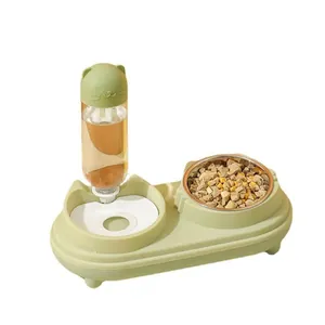 Distributore automatico d'acqua e ciotola per cibo 2-in-1 per animali, verde pastello