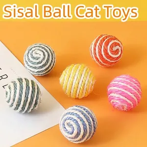 Natürliches Sisal Ball Katzenspielzeug Interaktiver Gewebter Kratzball Bissfestes Kauspielzeug Für Katzen Haustierbedarf