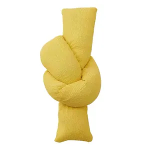 Soft yellow plush knot pillow cat toy with catnip and crinkle paper for kittens