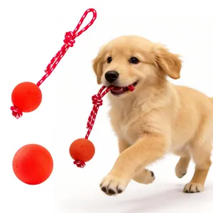 Massief Rubberen Stuiterbal Hondenspeelgoed Voor Grote Honden Duurzaam Gebitsreiniging Kauwspeelgoed Interactieve Touwbal Huisdierbenodigdheden