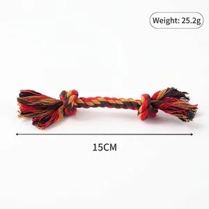 Détail d'un jouet à mâcher en coton tressé de 15 cm avec indication du poids de 25,2 g