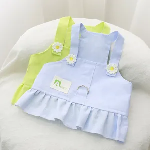 Robe Harnais pour Animaux Avec Broderie de Marguerite Ourlet à Volants Vêtements d'Été pour Chiens et Chats Robe à Sangle de Harnais pour Petit Chien