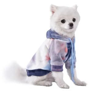 Bequemer Tie-Dye Fleece Hunde-Hoodie für kleine Hunde Herbst Winter Haustierbekleidung