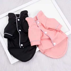 Zachte katoenen huisdier pyjama voor kleine honden en katten in de kleuren roze en zwart