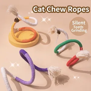 Pet Cat Biting Rope Toy Cotton Braided Rope With Gall Fruit Silent Teeth Grinding Toy For Kittens Self-entertaining Play Toy