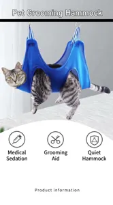 Amaca professionale blu per la toelettatura di cani e gatti con ganci resistenti