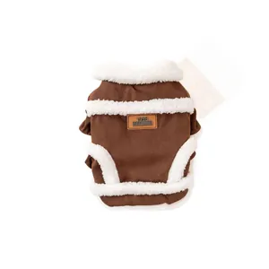 Gilet invernale vintage per animali domestici in marrone con calda fodera in pile