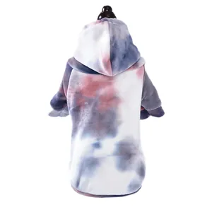 Tie-Dye Fleece-Kapuzenpullover für Hunde und Katzen, warme Haustier-Winterkleidung