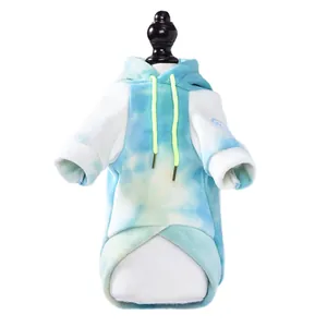 Gemütlicher Batik-Hunde-Hoodie mit weichem Fleecefutter für kleine Haustiere in Blau-Weiß