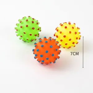 Lot de 3 balles de jeu sonores à picots pour chiens, soins dentaires, 7 cm