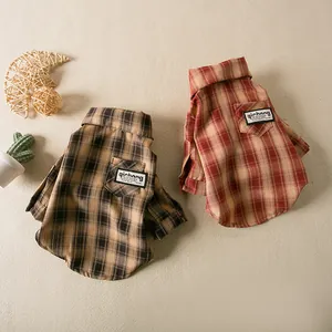 Soft Polyester Pet Plaid Shirt For Dogs And Cats Summer Breathable Checkered Puppy Apparel Small Dog Clothes Teddy Shirt
